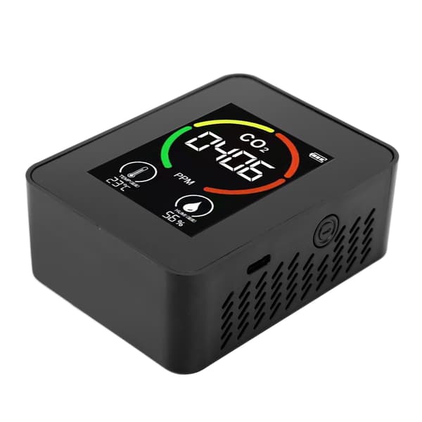 CO2-detektor Luftkvalitetsmätare TVOC-testare USB-laddning Termometer Hygrometer för hemmet