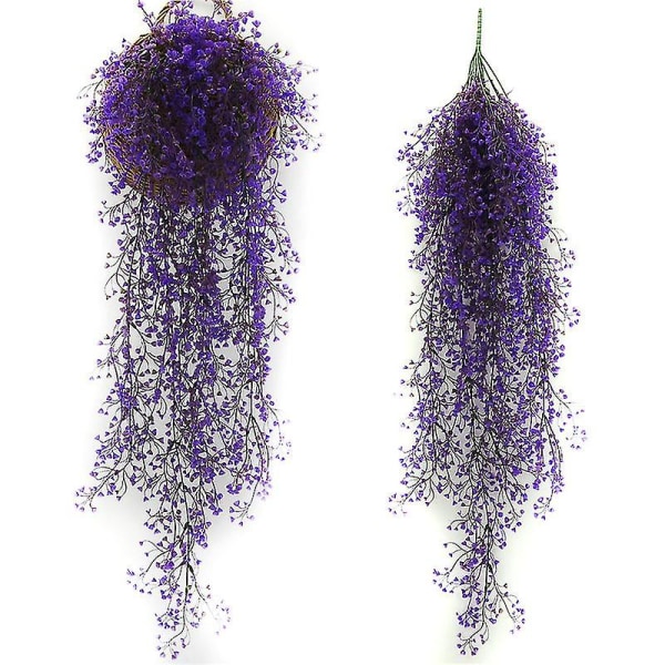 kunstige falske vinranker hængende blomsterplante Home Garden Decor 2PCS Purple