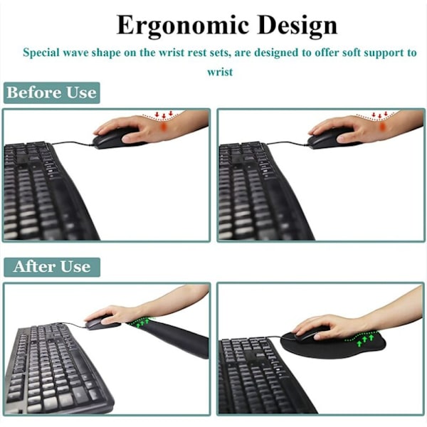 Gummi Slow Rebound Memory Foam Handledsmusmatta Office Keyboard Mat Set Musmatta