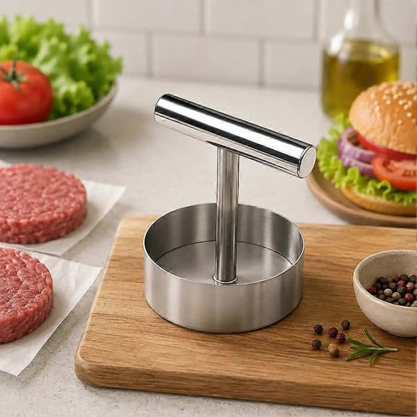 Burgerpresse i rustfrit stål, justerbar tykkelse til grillmadlavning 2pcs