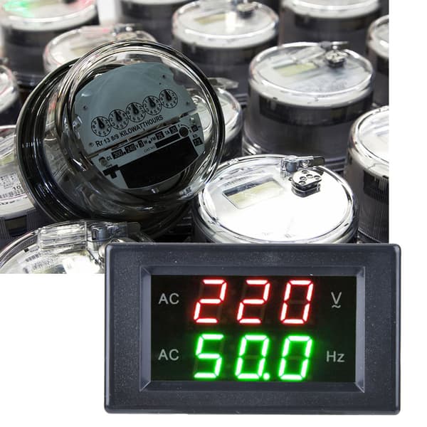 Dual Display LED Digital AC Voltmeter Frekvensmåler Tester Sort