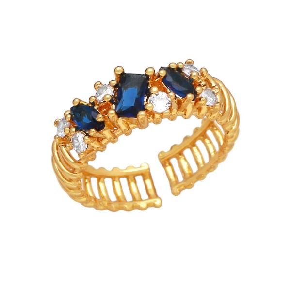 Ring Vintage Zircon Heart Stud Modesmycken Ac10818 Blue