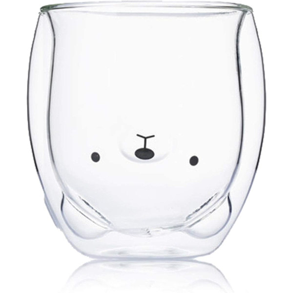 Muki Karhu Mukit Mykistävät Mukit Lasinen kaksoiseinäinen Espressokuppi, Kawaii Cup, Kahvikuppi, Teekuppi, Maitokuppi, Paras Lahja f