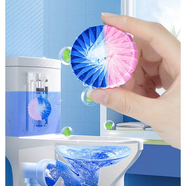 Automaattiset wc-puhdistustabletit Kylpyhuoneen wc-puhdistusaine WC:n puhdistuslohko, kaksivärinen vaaleanpunainen sininen kupla, automaattinen wc-puhdistusaine