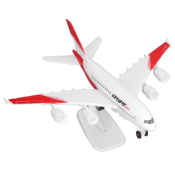 Rød Passagerfly Model Legetøjsfly med 5 Lys Display Stand