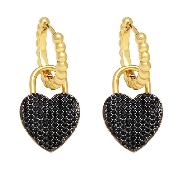 Örhängen Vintage Zircon Heart Stud Modesmycken Ac10537 Black