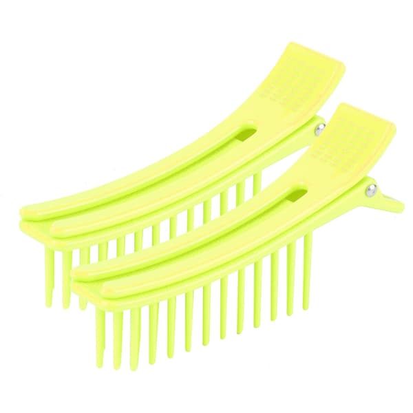Fluorescerande Grön Hårsektioneringsklämma Stylinggrepp 2-pack