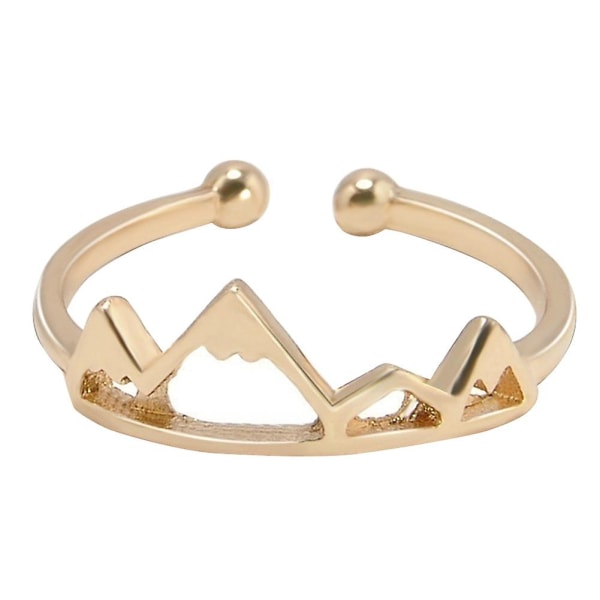 Unik justerbar Hollow Snow Mountain Öppning Finger Ring Dam Smycken Present Golden