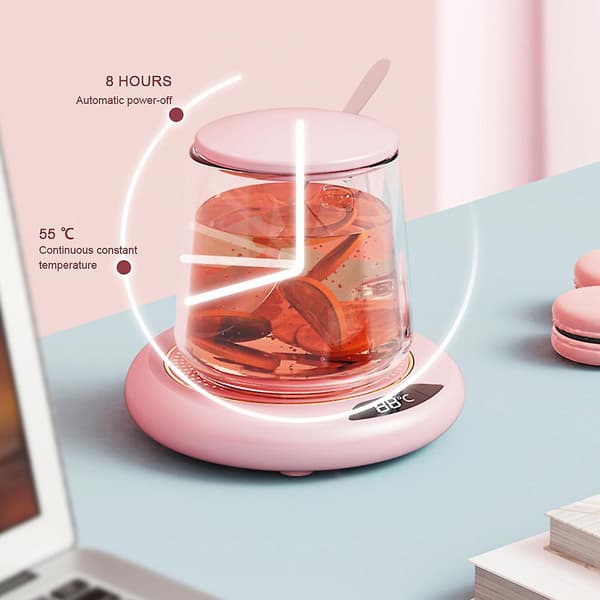 Intelligent Elektrisk Coaster med 3 Temperatur Digital Display Varme Kopunderlag til Stue Hjem White