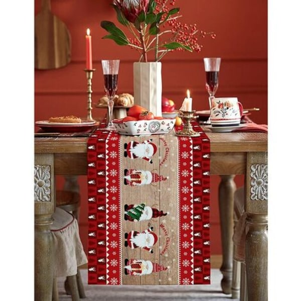Julebordløber, rustik rød plaid julemandsbordløber til fødselsdagsfest Festligt køkken Spisebord Hjem D