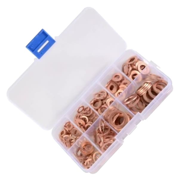 200 st platta brickor M5 M6 M8 M10 M12 M14 koppartätningsringar packningssortimentssats
