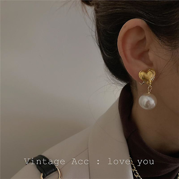 Øreringe Pearl Heart Stud Girls&#39; Modesmykker Ac2486