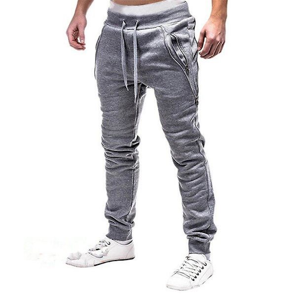 Joggingbyxor med elastisk midja för män Light Grey L