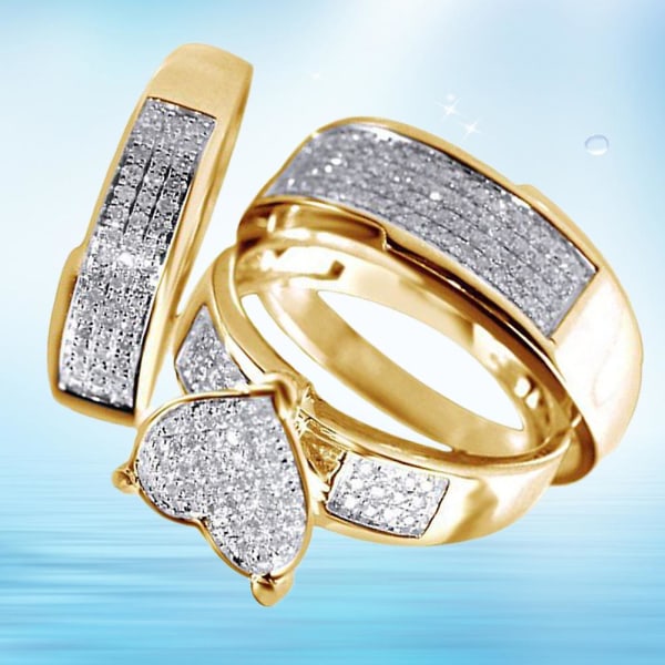 3 stk/sæt Hjerte Rhinestone Indlagt Stacking Finger Ring Brude Bryllupssmykker US 11