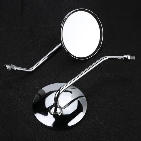 10mm Runda Silver Motorcykel Sidospeglar Vänster Höger 2st Set