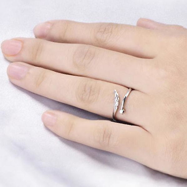 Änglavingar för kvinnor Love Heart Silverpläterade presentsmycken Öppningsfingerring