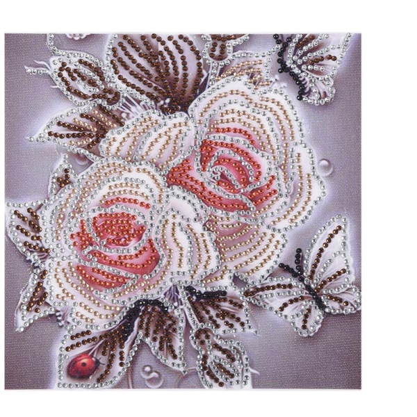 DIY 5D diamantmaleri DIY Kit Diamond Art Craft Home Decoring Gaver - Vintage blomster 25x25cm