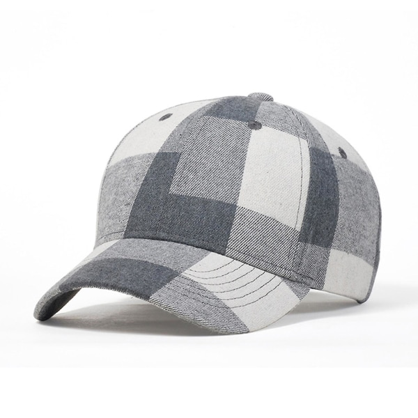 Plaidprint baseballkasket Justerbar blød bomuld Klassisk mode sort og rød ternet K332