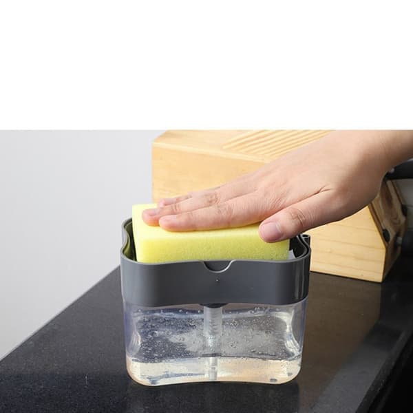 Automatisk flytande tvåldispenser pressdesign grå hem kök svamphållare