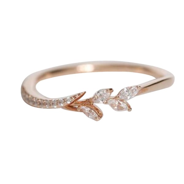 Mode Kvinnor Blommor Cubic Zirconia Finger Ring Brudförlovning Smycken Present Rose Gold US 7