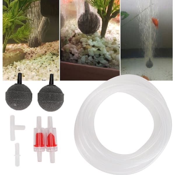 Akvarium Luftpump Tillbehör Sugkopp Backventil Luftsten 3-Vägs Slang Set