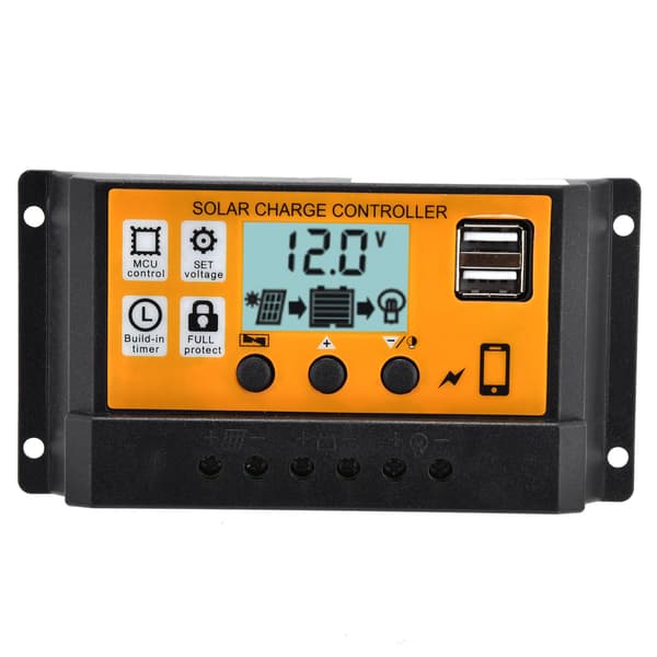 Smart Solar Panel PWM Ladekontroller Dobbel USB 12V 24V 20A 3-trinns