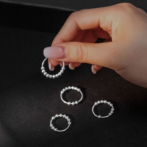 Fingerring Charmerende roterende perler indretning Minimalistisk poleret bryllup indretning båndring til daglig brug Silver A