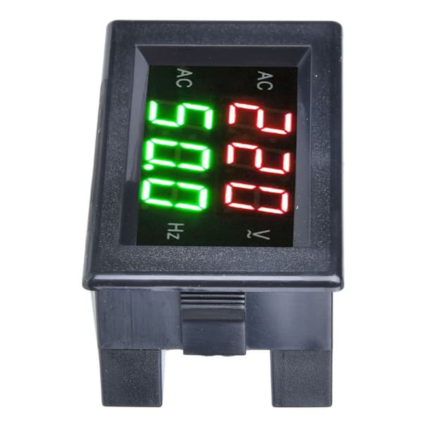 Dual Display LED Digital AC Voltmeter Frekvensmåler Tester Sort