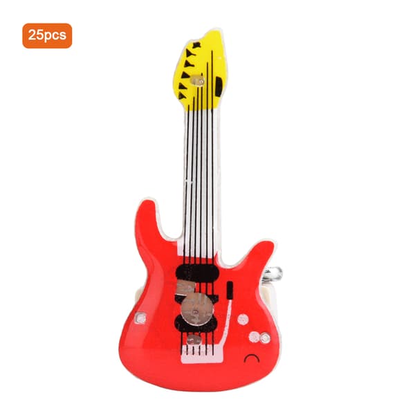 LED-gitarr djurbroschmärkesnål - 25st, röd - perfekta festfavoriter & julklapp