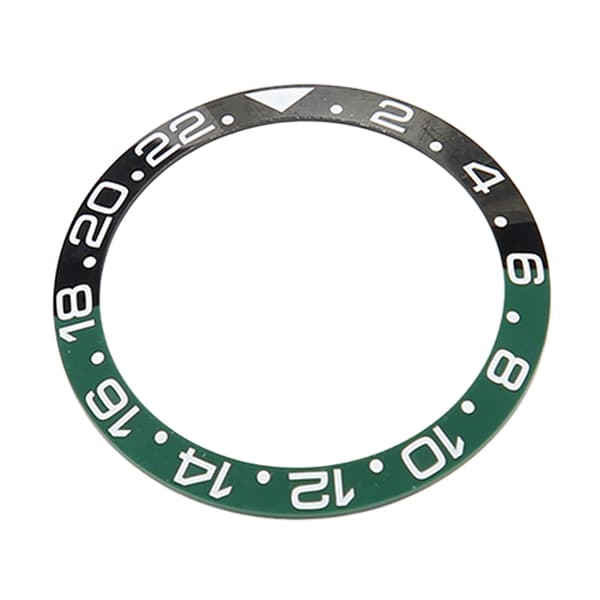 38mm GMT Klocka Bezel Insert Ring Svart Grön Bas Vita Markeringar Keramisk Bezel Insert