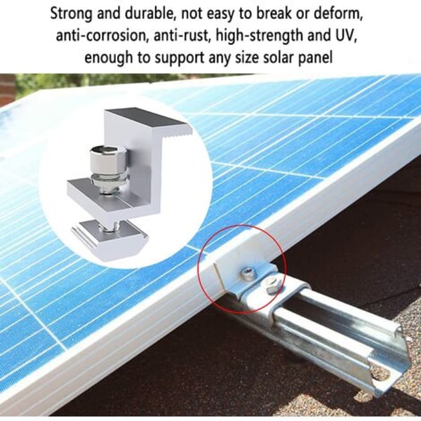 Pack aurinkopaneelien kiinnityskannattimet, Z-tyypin sivupuristimen PV-kannattimet, korkeus 45 mm