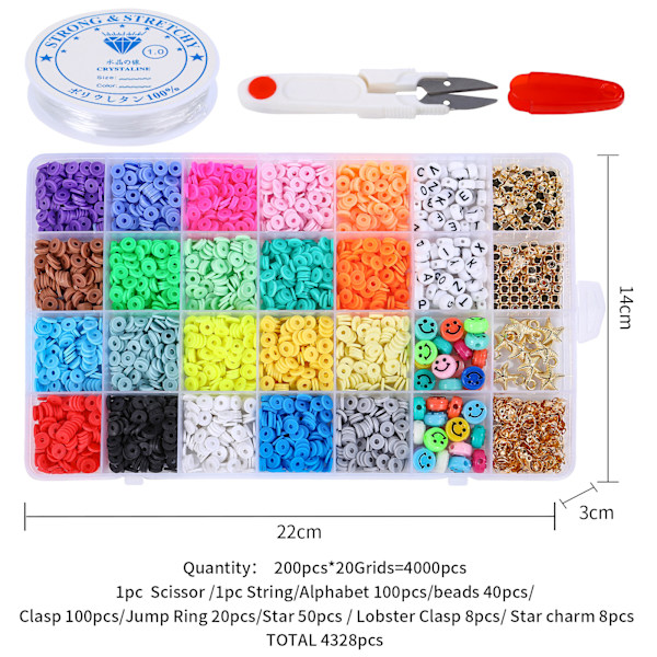 Blødt keramikhalskæde i æske Armbånd DIY-smykker Tilbehørssæt med perler i skiver -Farve6