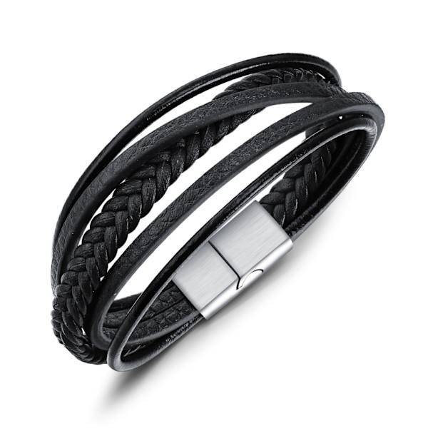 Vävt läderarmband för män i flera lager