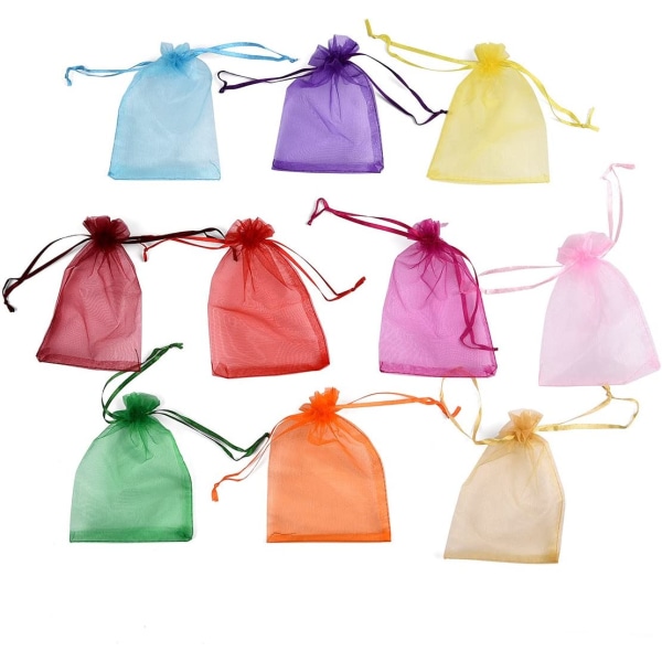 Transparent mesh taske 7*9cm, ti tilfældige farver, 50 stk