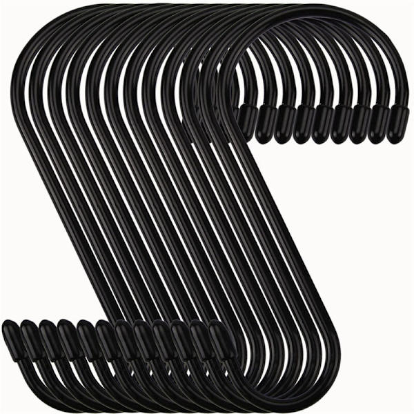 12 stykker 15 cm sort multifunktionskrog til hjemmet s-formet krog metalkrog, til hjemmekøkken, toilet, badeværelse