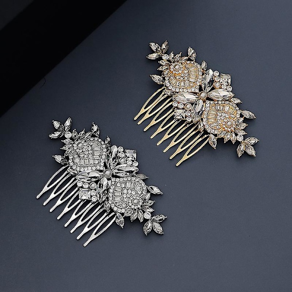 Rhinestone-hiuskampa 8-hampainen Design-sivukampa Muoti kiiltävä metalliseos hiustarvikkeet naisille Gold