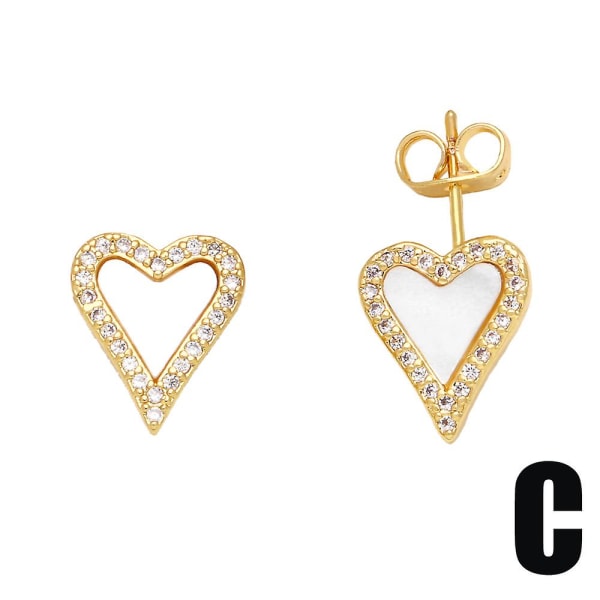 Øreringe Vintage Zircon Heart Stud Fashion smykker Ac8480 C