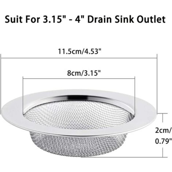 2 STK vask-si i rustfrit stål, 11,5 cm afløbssi, vask-si, vask-si, køkkenvask-si