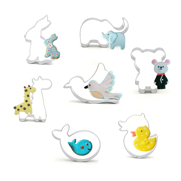 7 delar set av rostfritt stål tecknade djur handgjorda molds form,