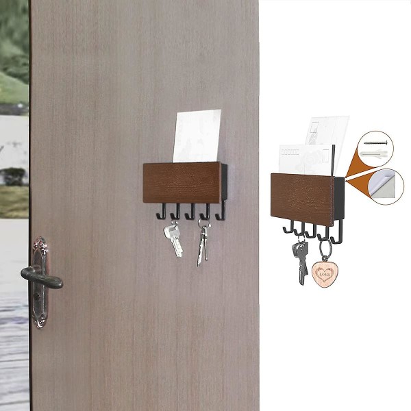 Väggmonterad nyckelhållare, 5 krokar Väggmonterad nyckelhållare, bokstäver och nycklar, väggmonterad, för hem, entré och kontor