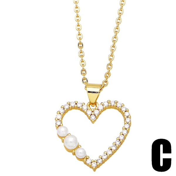 Halskæde Vintage Zircon Heart Stud Fashion smykker Ac9653