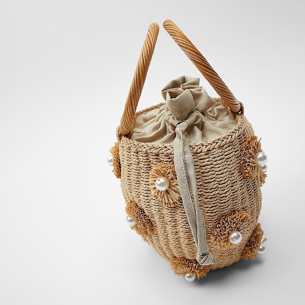 Kvinder Weave Skuldertaske Stråtaske Sommer Strandpung Til Rejse Hverdagsbrug A916-213 Brown