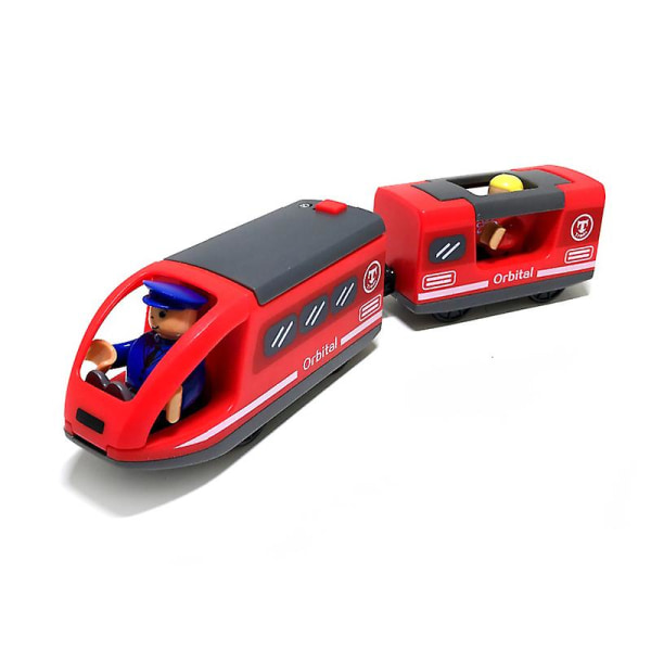 Retro tågleksaksljud, lätt elektrisk set Pedagogiska leksakståg för barn Trärälsvagn kompatibel med träspår