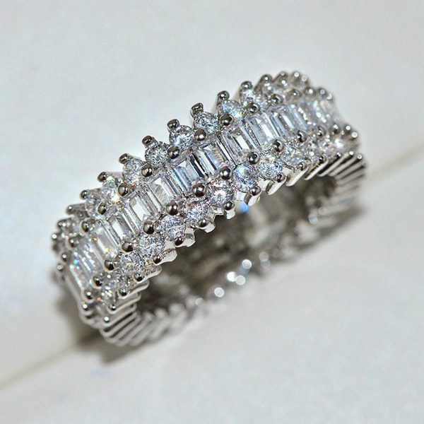 Kvinnor Creative Glittrande Cubic Zirconia inläggningar breda band ringar smycken present Rose Gold US 10