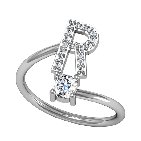 Ring Justerbar Open End Koppar Brev Kvinnor Finger Smycken För Dejting R