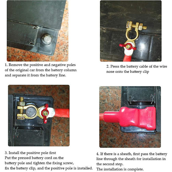 12v/24v batteriterminaler, 1 par M8 Heavy Duty kobberterminaler Universal batteristik til biler, motorcykler og elektriske køretøjer