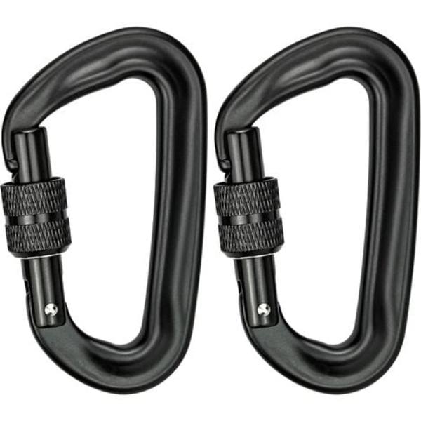 2 delar Heavy Duty Clip Karbinhake 12KN (1200KG) Klätterkarbinhake D-Ring Karbinhake Clips Twist Lock Karbinhake Clips för Gym Hängmattor Yoga Swing Camp