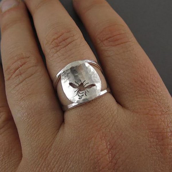 Klassisk snidad legering ihålig vintage ring fågel träd mönster dam ring smycken Accessaries Black Silvery US 9