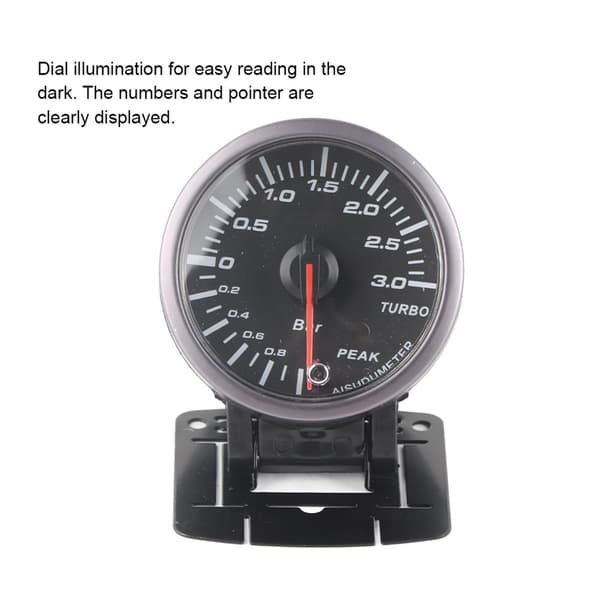 2,5 tommer 60 mm 3,0 Bar LED Bil Turbo Boost Måler Pointer DC12V