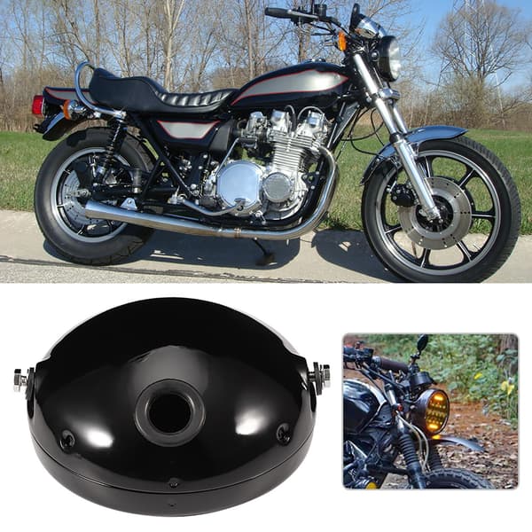 7 tums järn motorcykel modifiering LED strålkastarhus (svart)